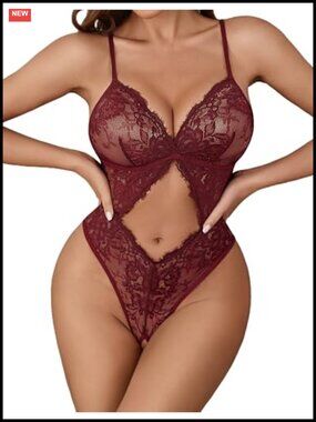 Lace Teddy Bodysuit Lingerie with Adjustable Straps